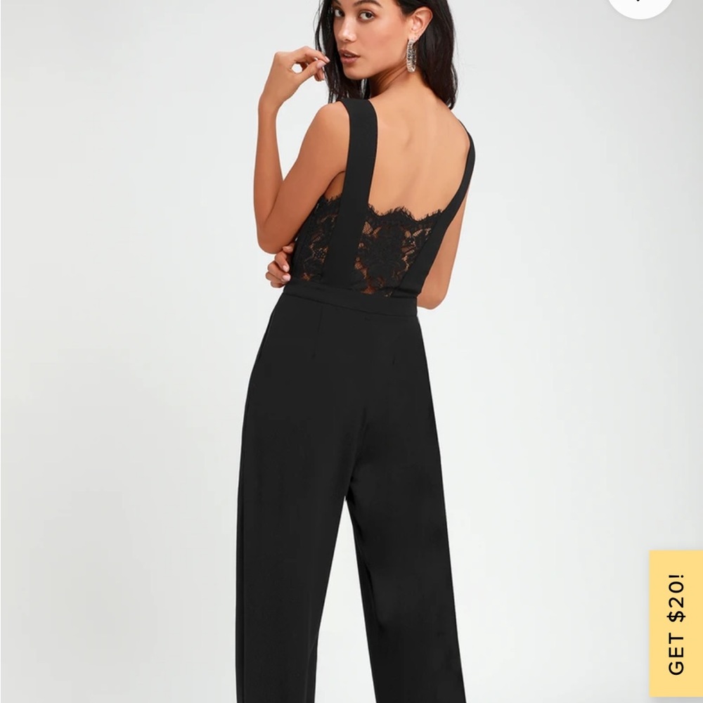 Black lace wide legged jumpsuit